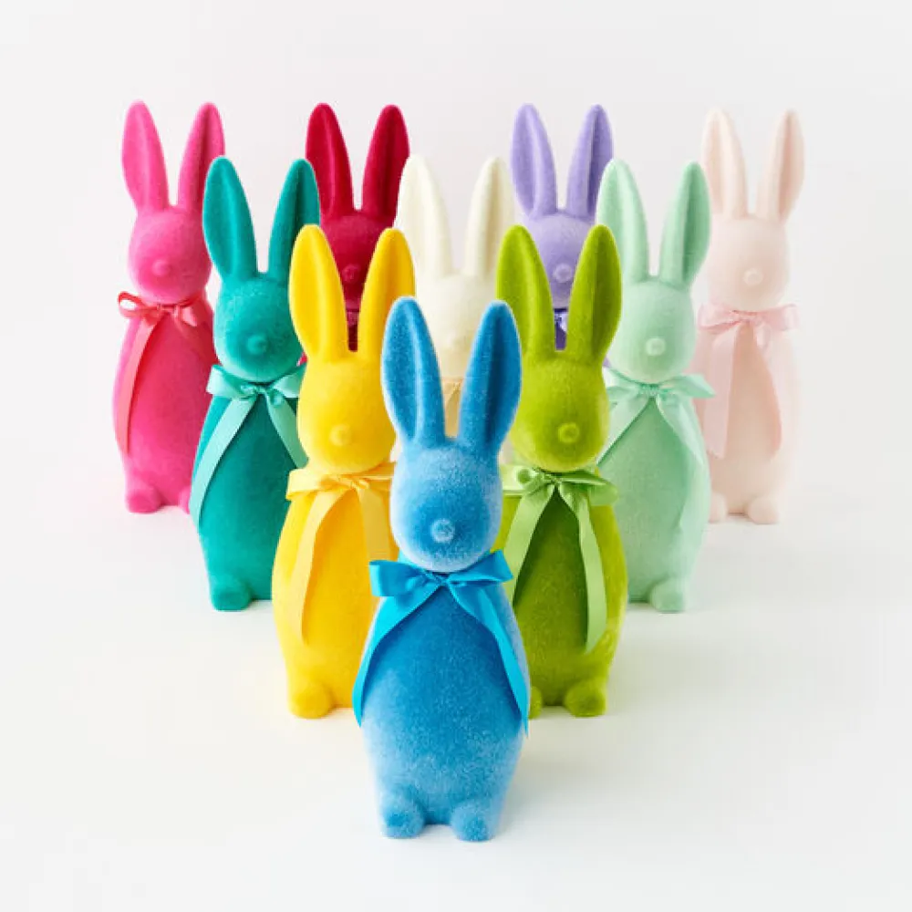 180 Degrees Flocked Button Nose Bunny Figurine, 16"