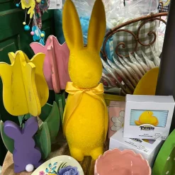 180 Degrees Flocked Button Nose Bunny Figurine, 16"