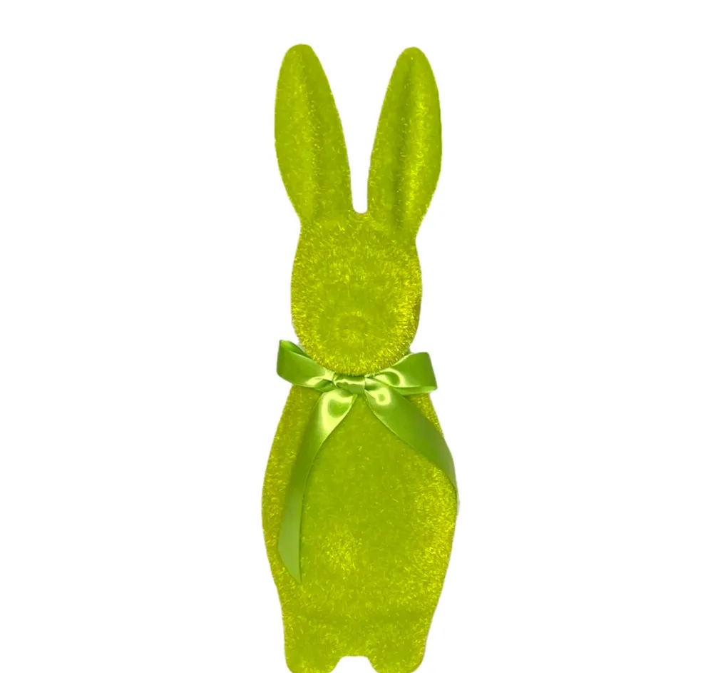 180 Degrees Flocked Button Nose Bunny Figurine, 16"