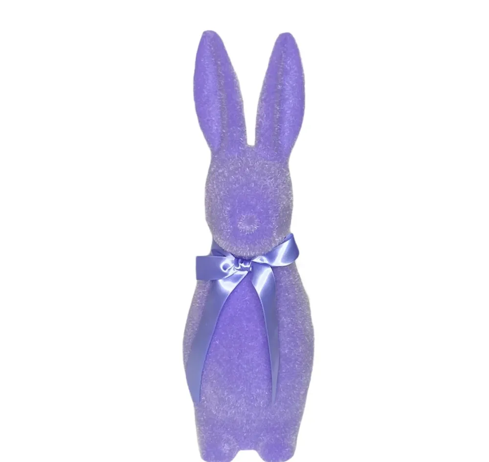 180 Degrees Flocked Button Nose Bunny Figurine, 16"