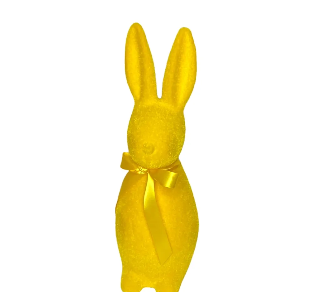 180 Degrees Flocked Button Nose Bunny Figurine, 16"