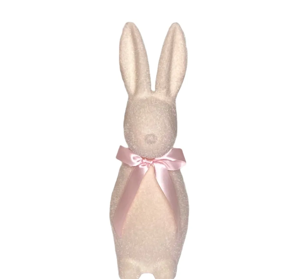 180 Degrees Flocked Button Nose Bunny Figurine, 16"