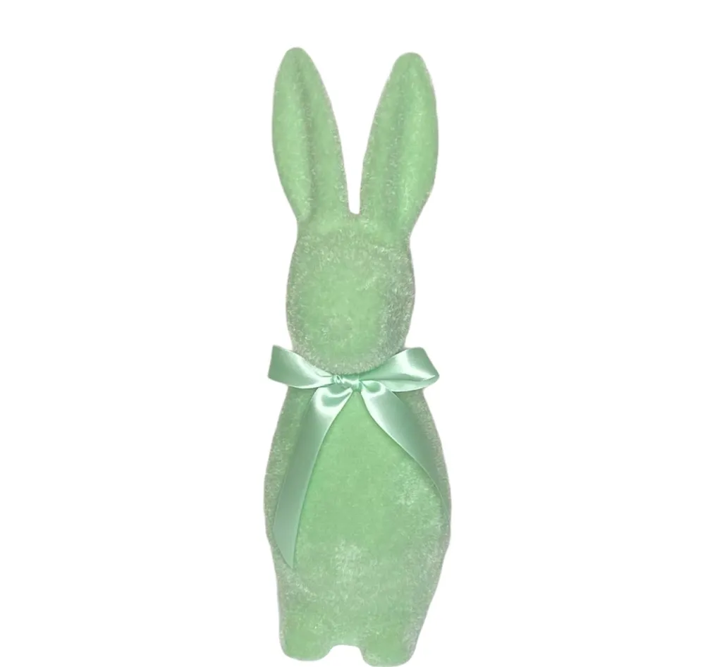 180 Degrees Flocked Button Nose Bunny Figurine, 16"