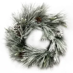 Liberty Floral Flocked Long Needle Pine Wreath, 24"