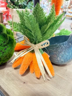 180 Degrees Flocked Orange Carrot Cluster