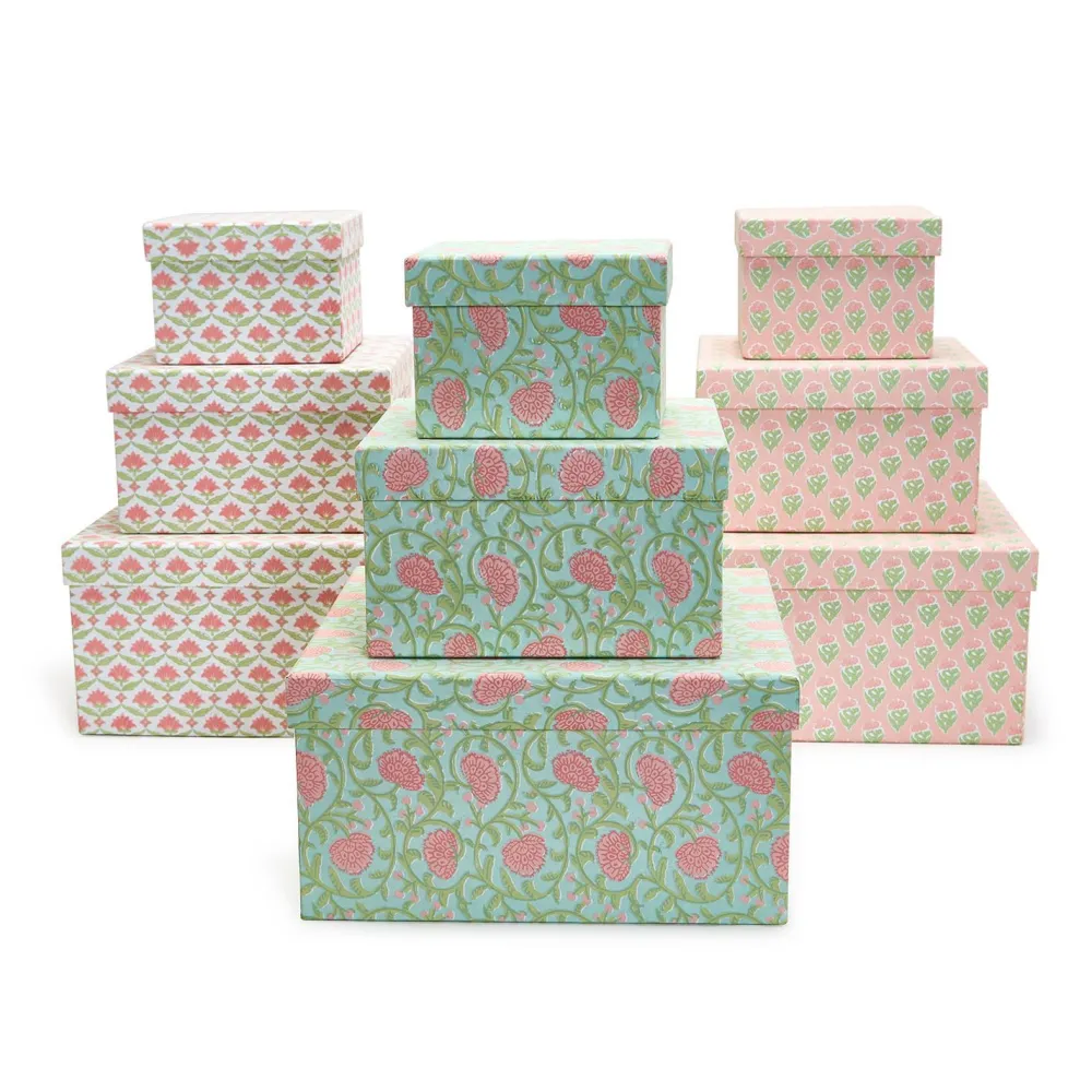 Two's Company Floral Block Print Nesting Boxes