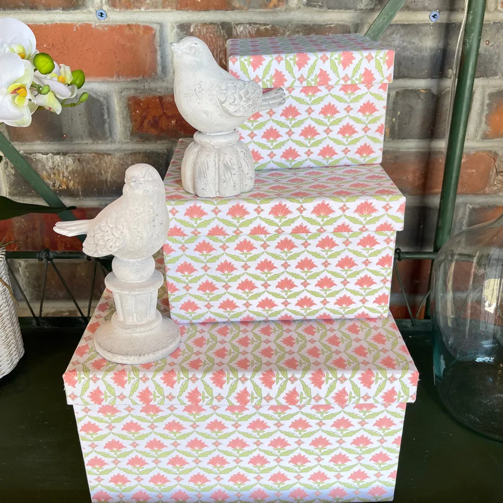 Two's Company Floral Block Print Nesting Boxes