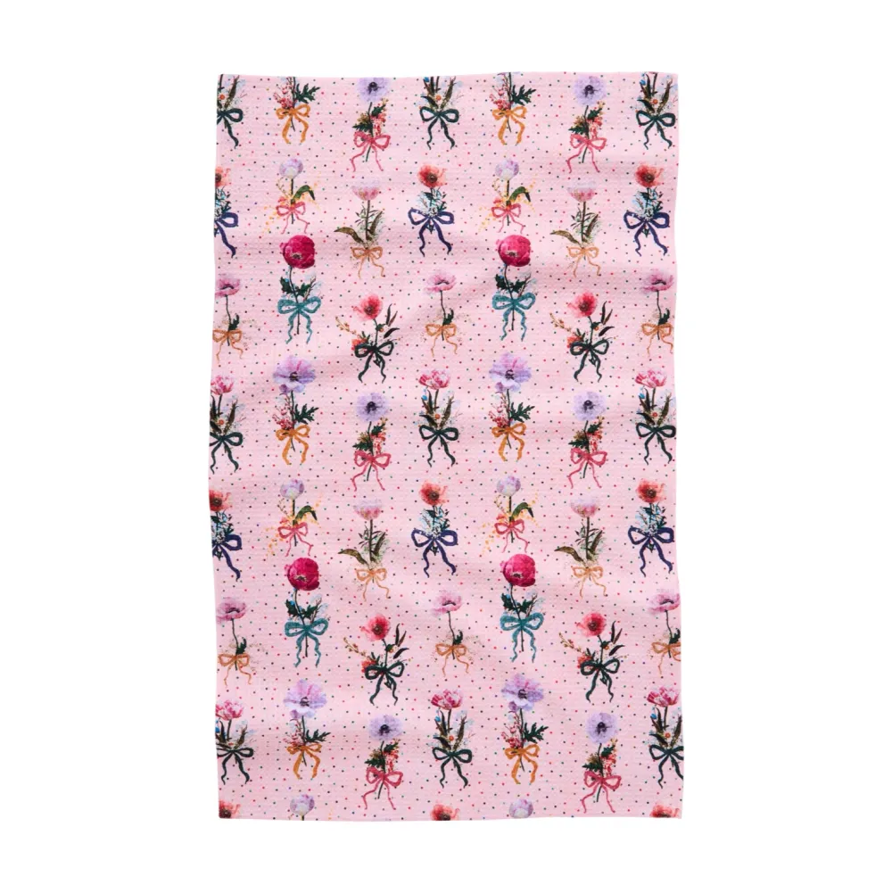 Geometry Floral Bows and Dots Tea Towel