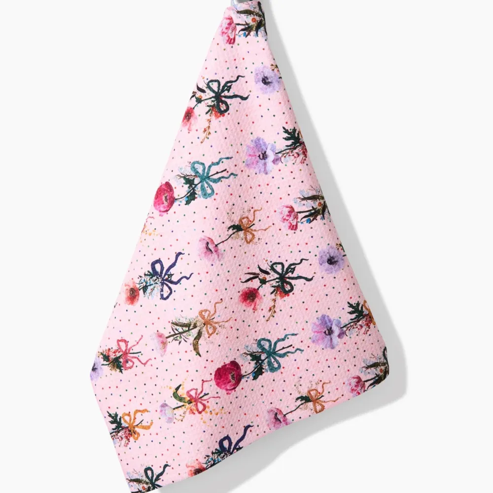 Geometry Floral Bows and Dots Tea Towel