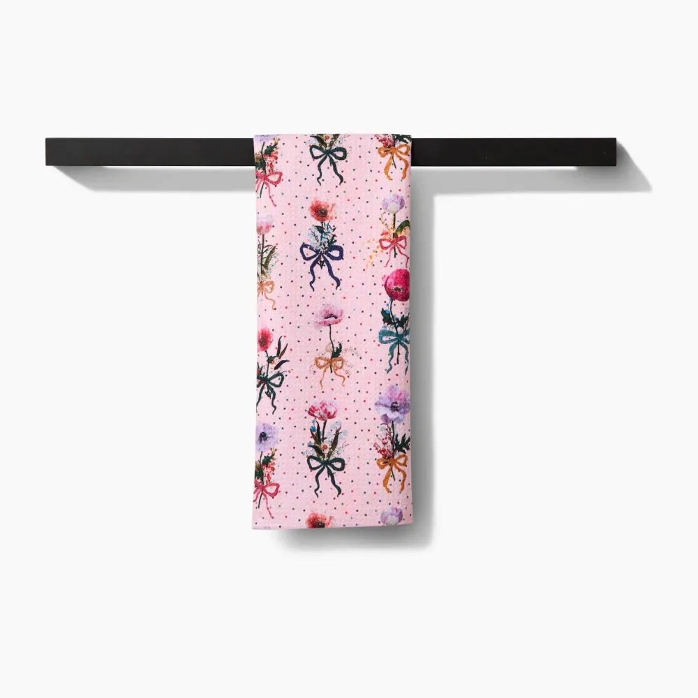 Geometry Floral Bows and Dots Tea Towel