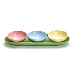 Two's Company Flower Tidbit Bowls with Tray