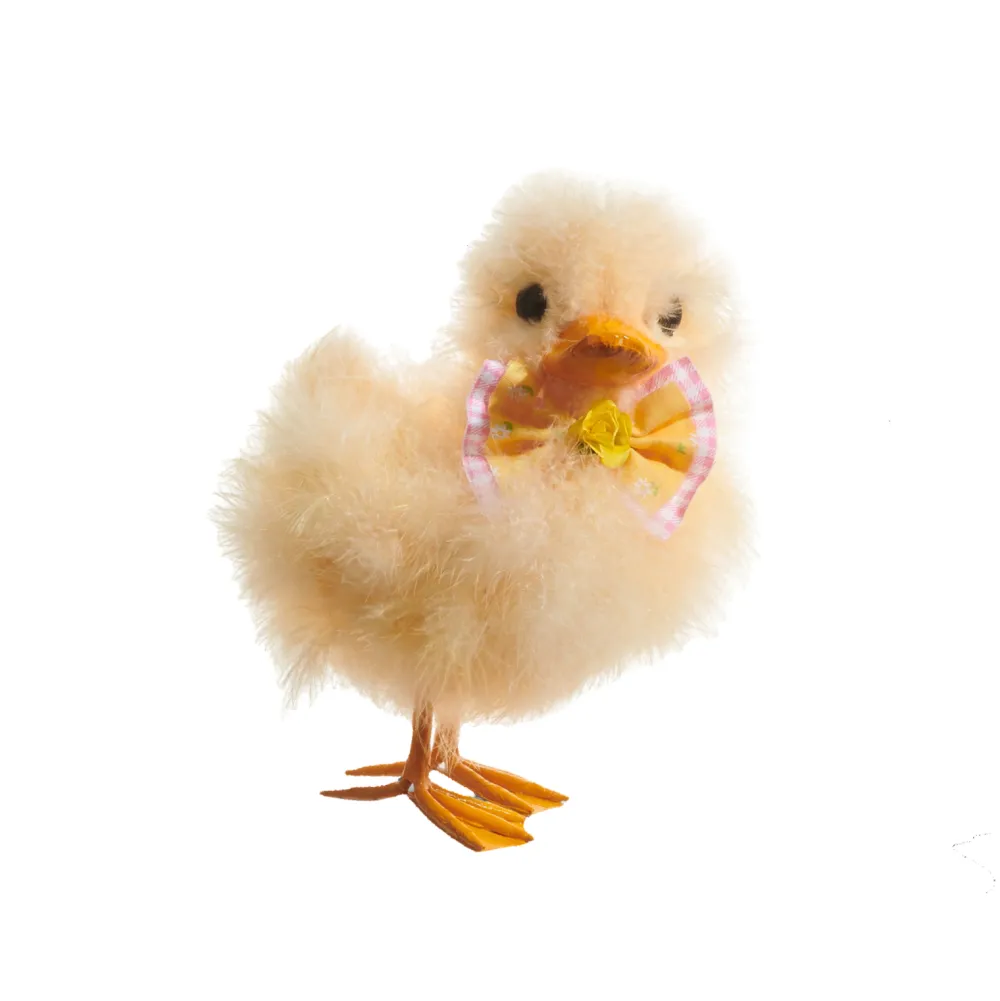RAZ Fluffy Yellow Duck with Bow