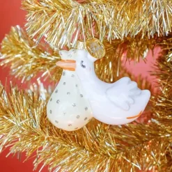 Happy Everything Flying Stork Shaped Ornament