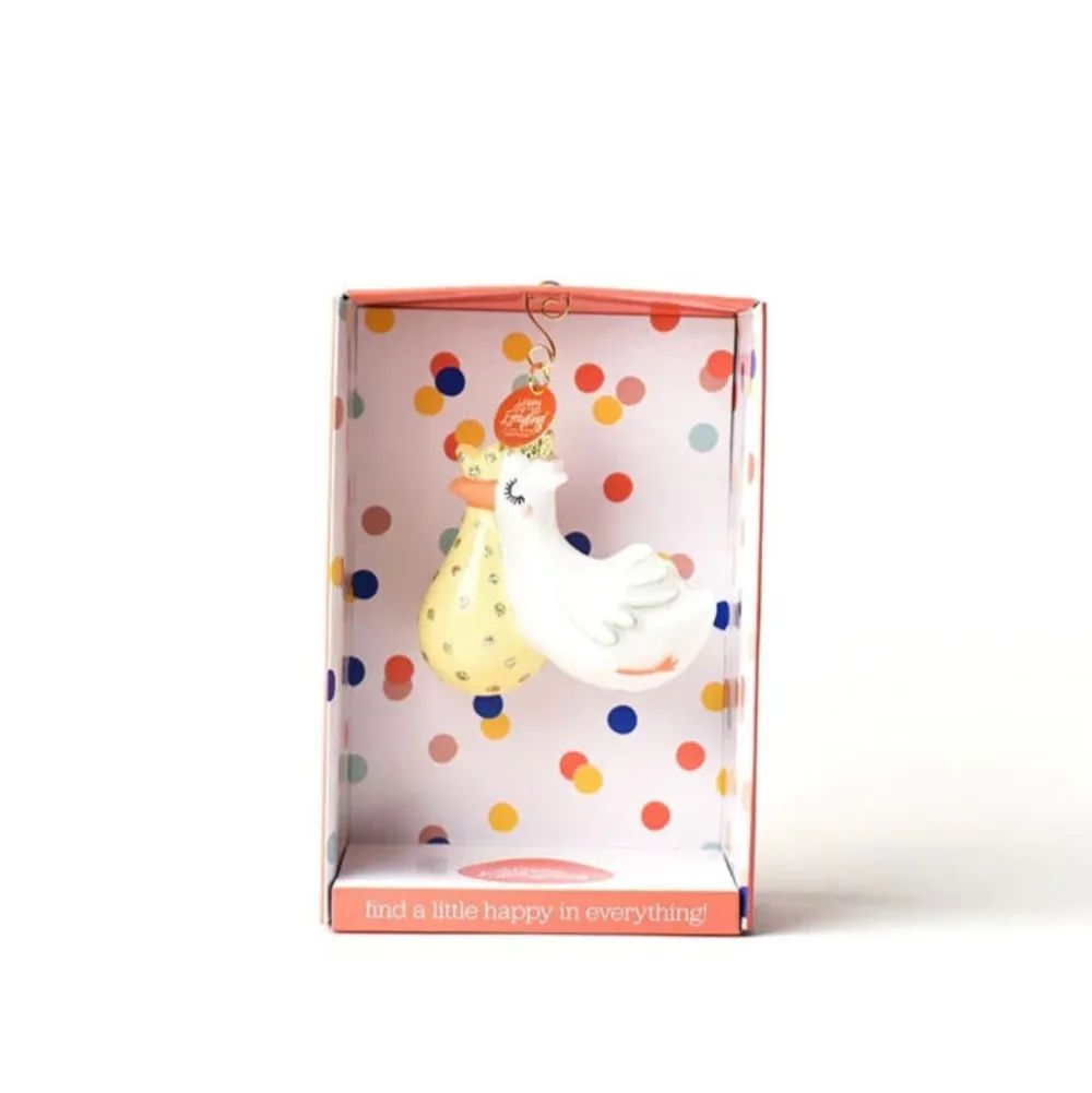 Happy Everything Flying Stork Shaped Ornament