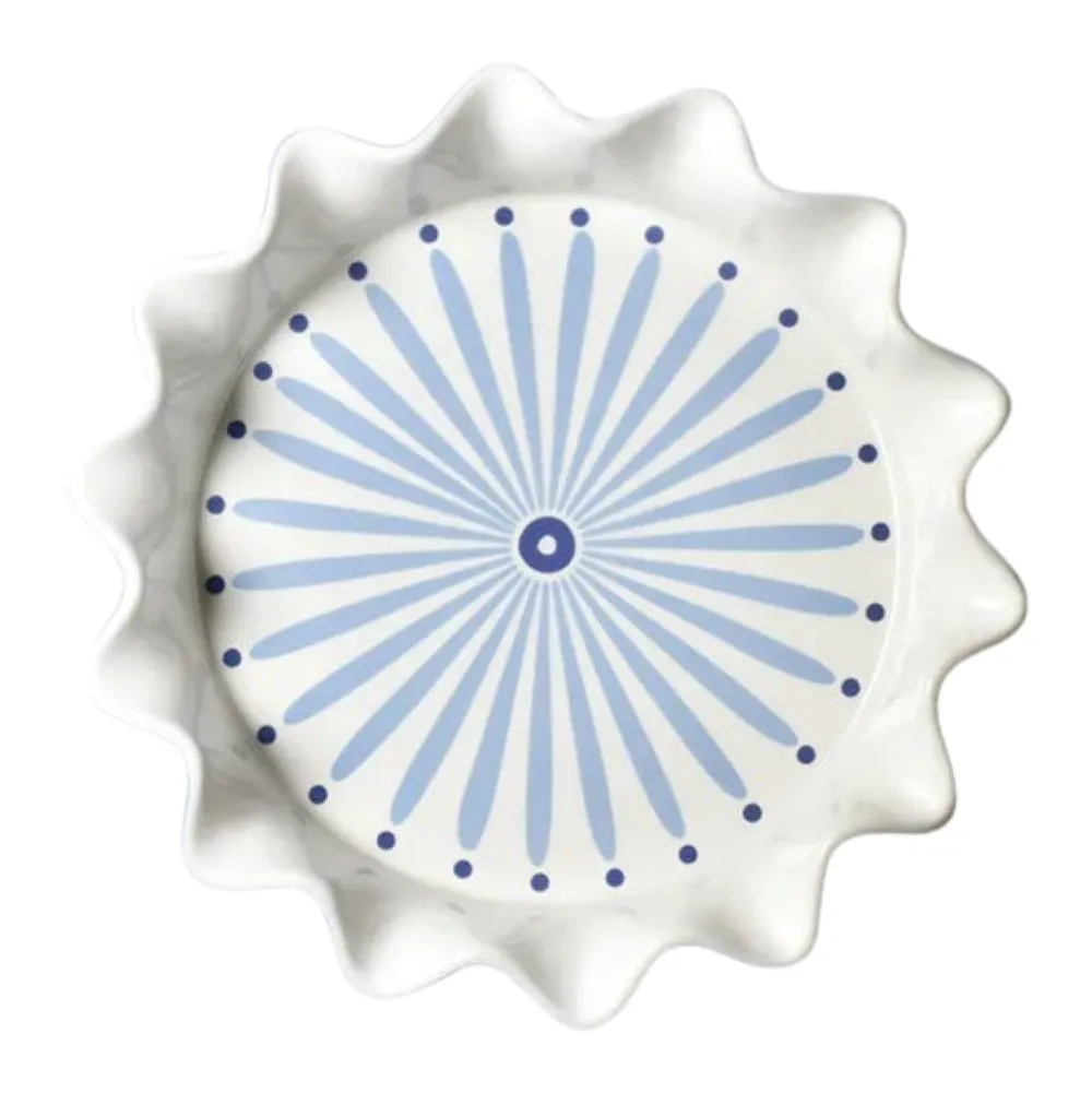Coton Colors French Blue Burst Ruffle Pie Dish