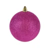 Farrisilk Fuchsia Glitter Ball Ornament, 6"