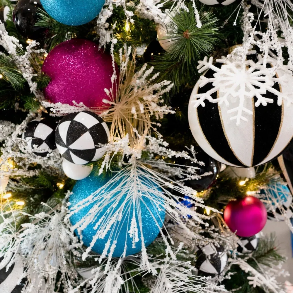 Farrisilk Fuchsia Glitter Ball Ornament, 6"