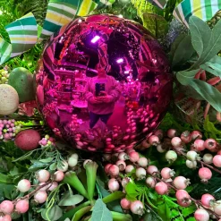 Farrisilk Fuchsia Shiny Ball Ornament, 8"