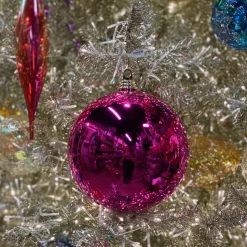 Farrisilk Fuchsia Shiny Ball Ornament, 8