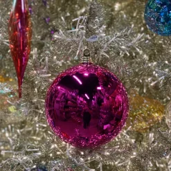 Farrisilk Fuchsia Shiny Ball Ornament, 6"