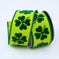 Farrisilk Giant Shamrock on Green Ribbon, 2.5"X10YD