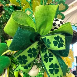 Farrisilk Giant Shamrock on Green Ribbon, 2.5"X10YD