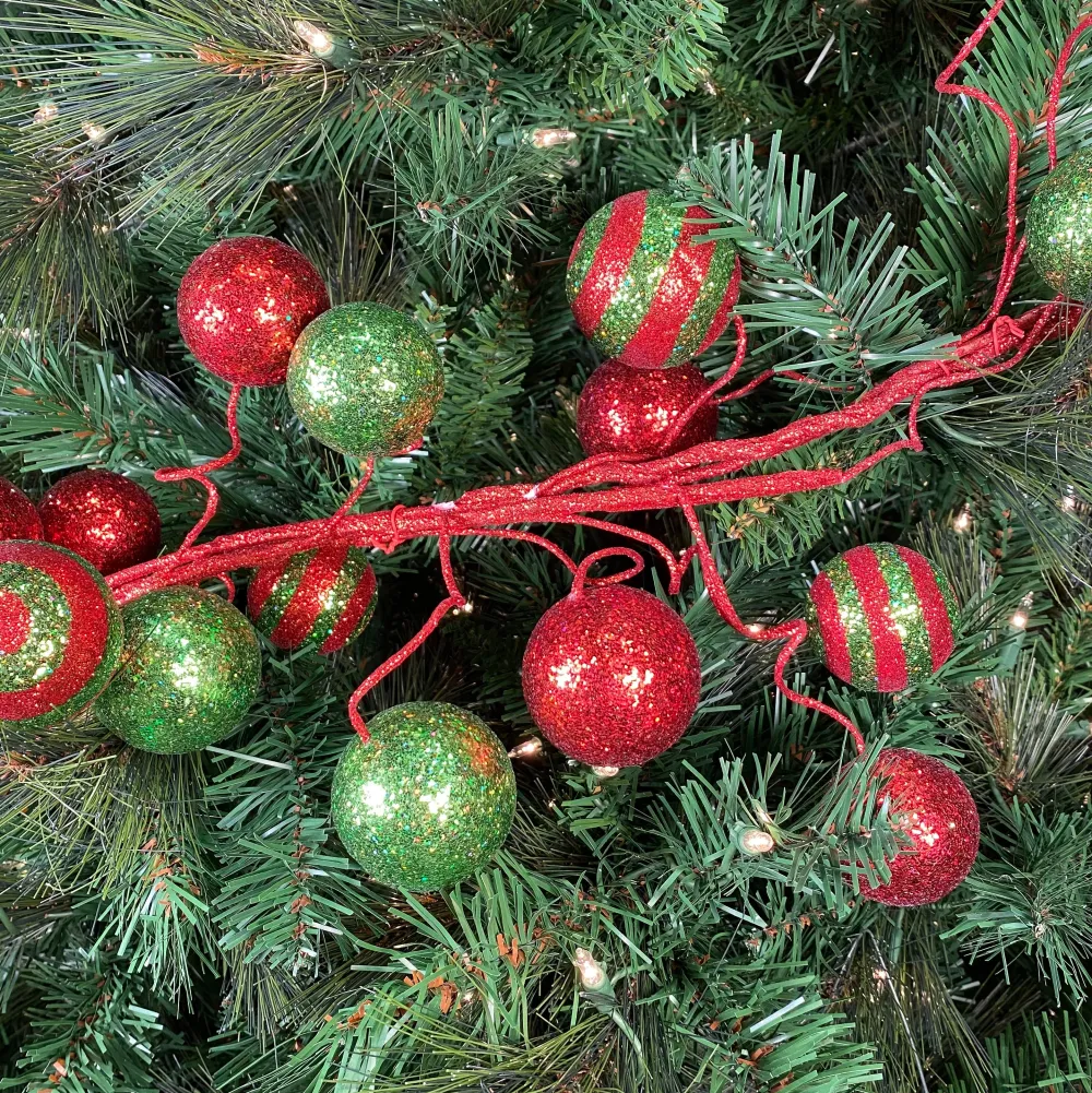 Craig Bachman 5' Glitter Ball Garland Red and Lime