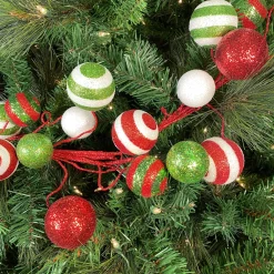 Craig Bachman Glitter Ball Garland Red, Lime, and White, 5'