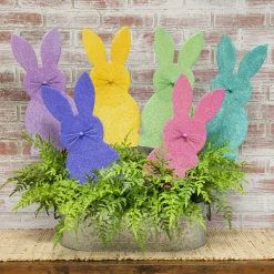 The Round Top Collection Glitter Bunny Stake Set