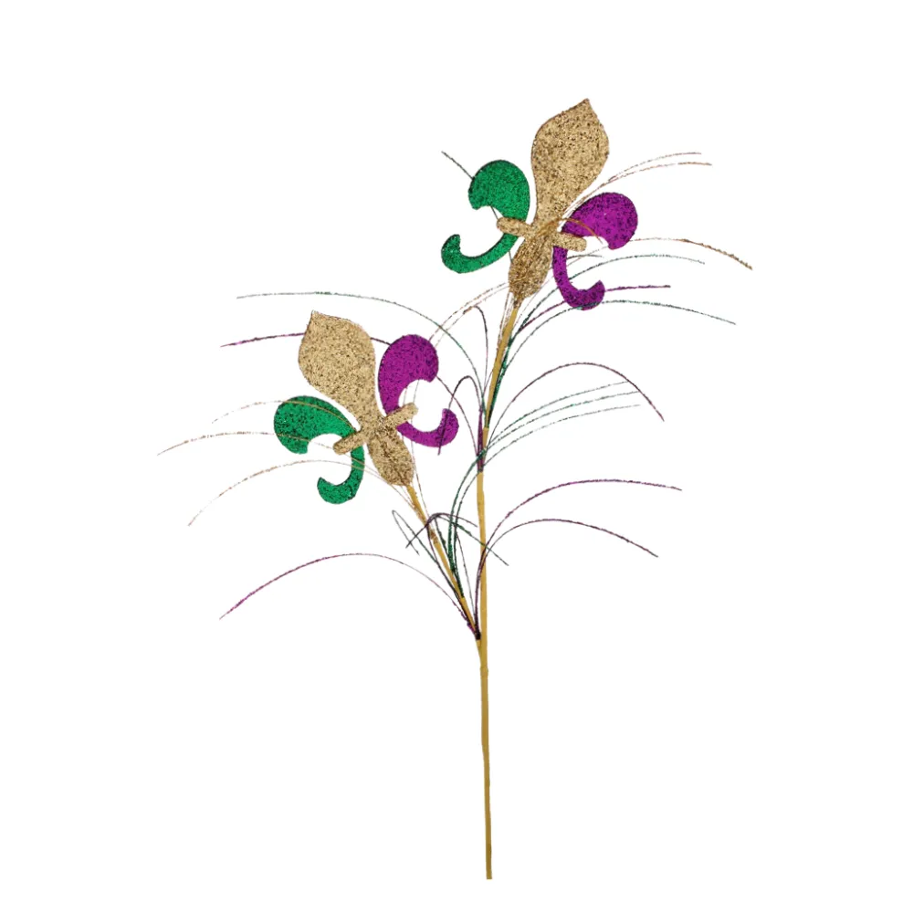 Regency Glitter Fleur De Lis Spray