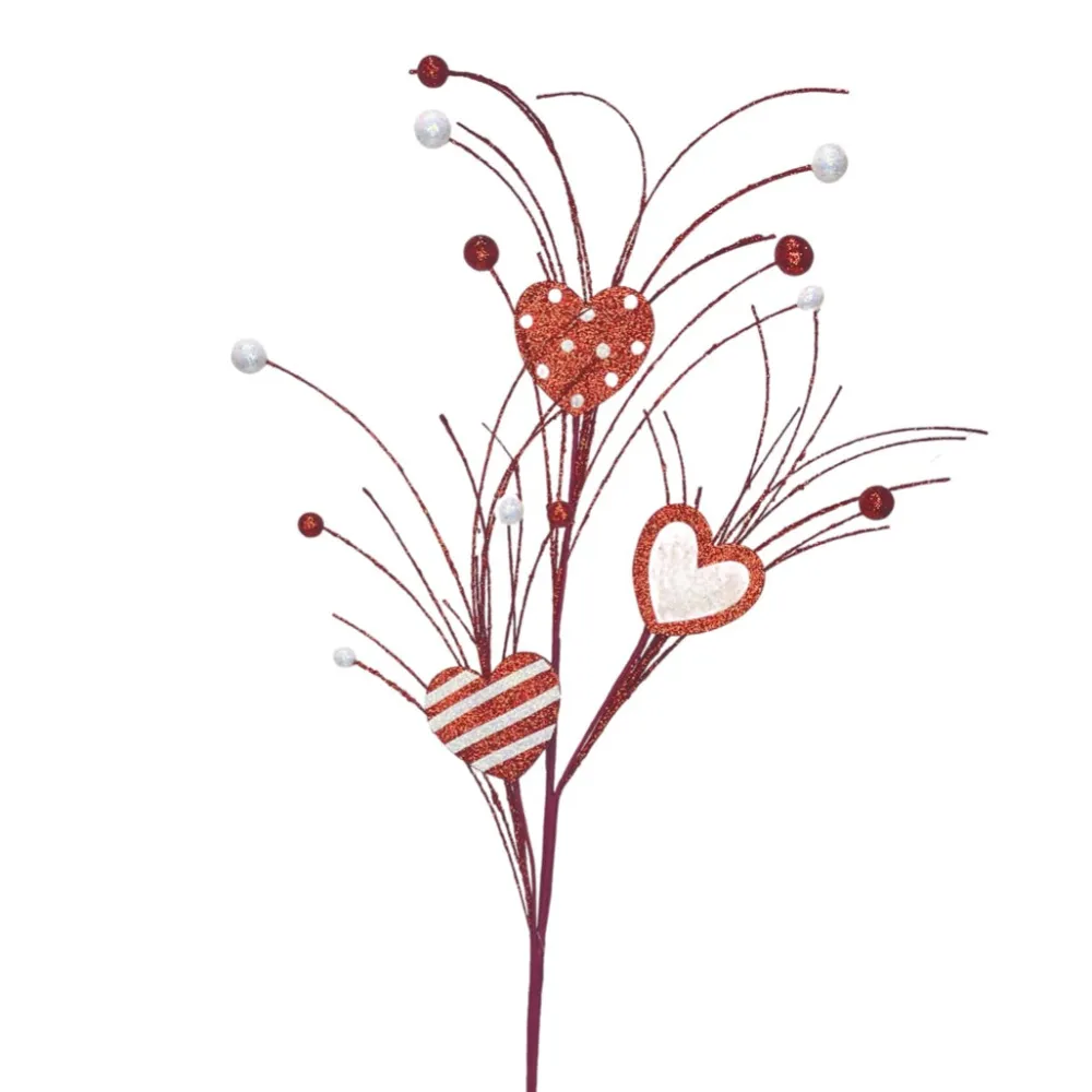 Craig Bachman Glitter Heart Twig Spray