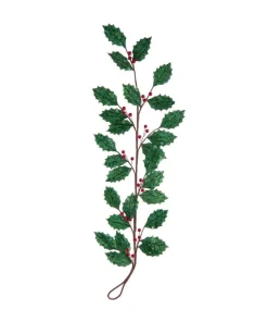 Kurt S. Adler Glitter Holly Leaf and Red Berry Garland