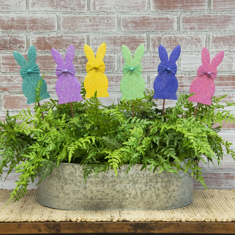 The Round Top Collection Glitter Mini Bunny Stake Set
