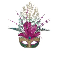 Regency Glitter With Feathers Mardi Gras Mask