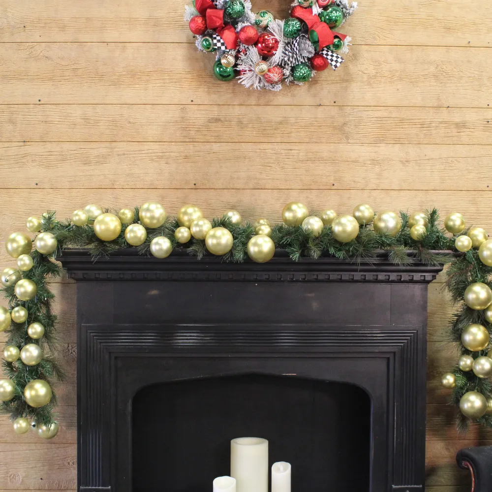 Farrisilk Gold Ball Garland, 10'