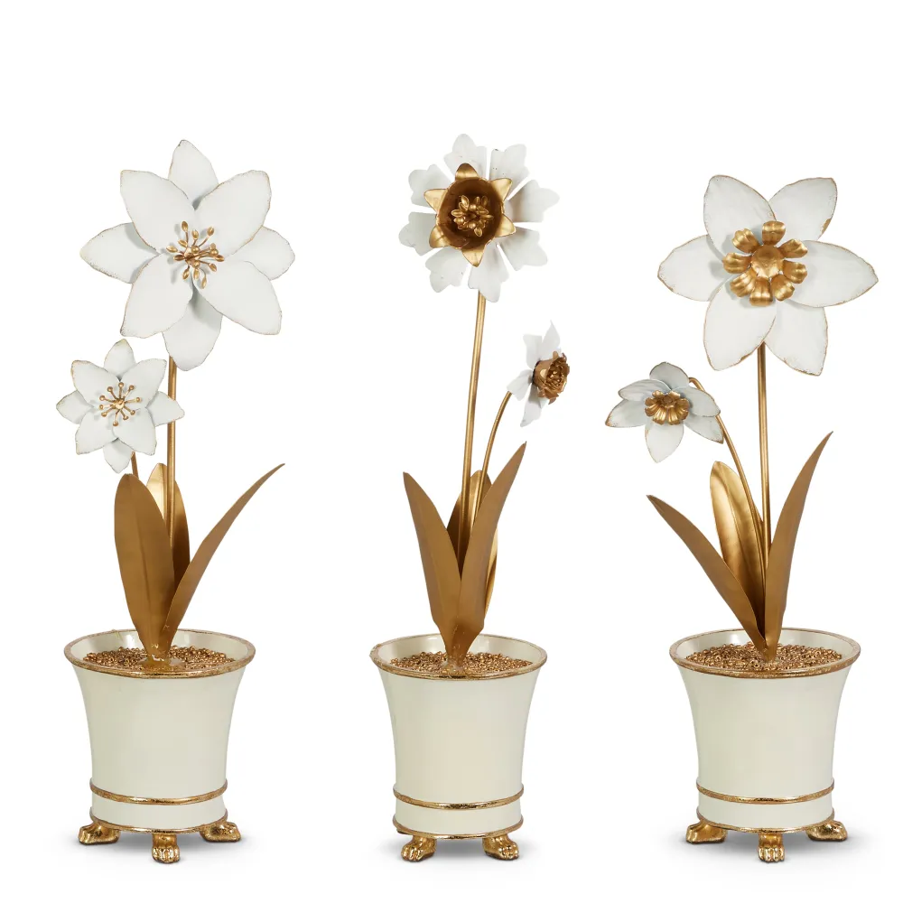 RAZ Golden Flower Planter