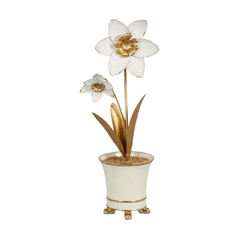 RAZ Golden Flower Planter