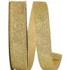 Reliant Ribbon Gold Glitter Metallic Ribbon, 1.5" X 50YD