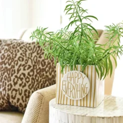 Happy Everything Gold Mini Stripe Medium Nesting Cube by !