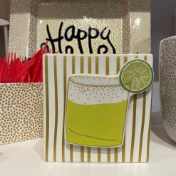 Happy Everything Gold Mini Stripe Medium Nesting Cube by !