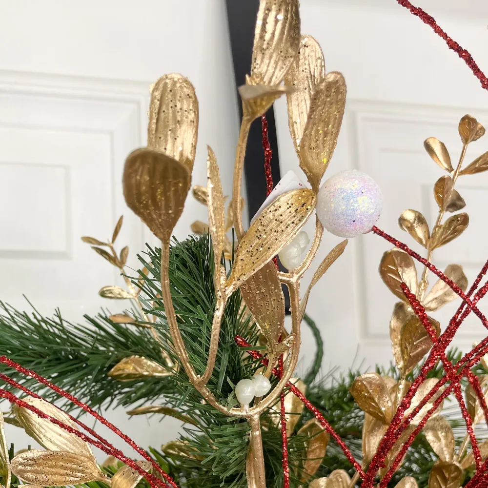 Regency Gold Painted Pearl Mistletoe Spray, 26"