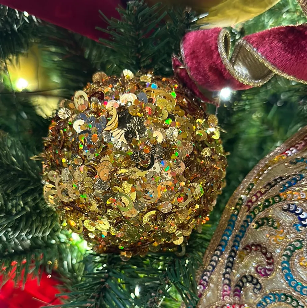 Craig Bachman Gold Sequin Glitter Ornament