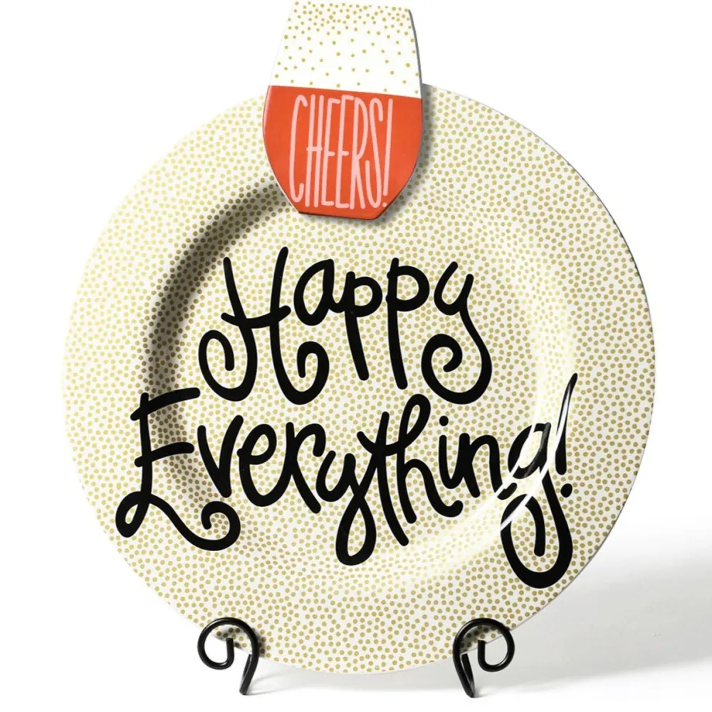 Happy Everything Gold Small Dot Big Round Platter by !