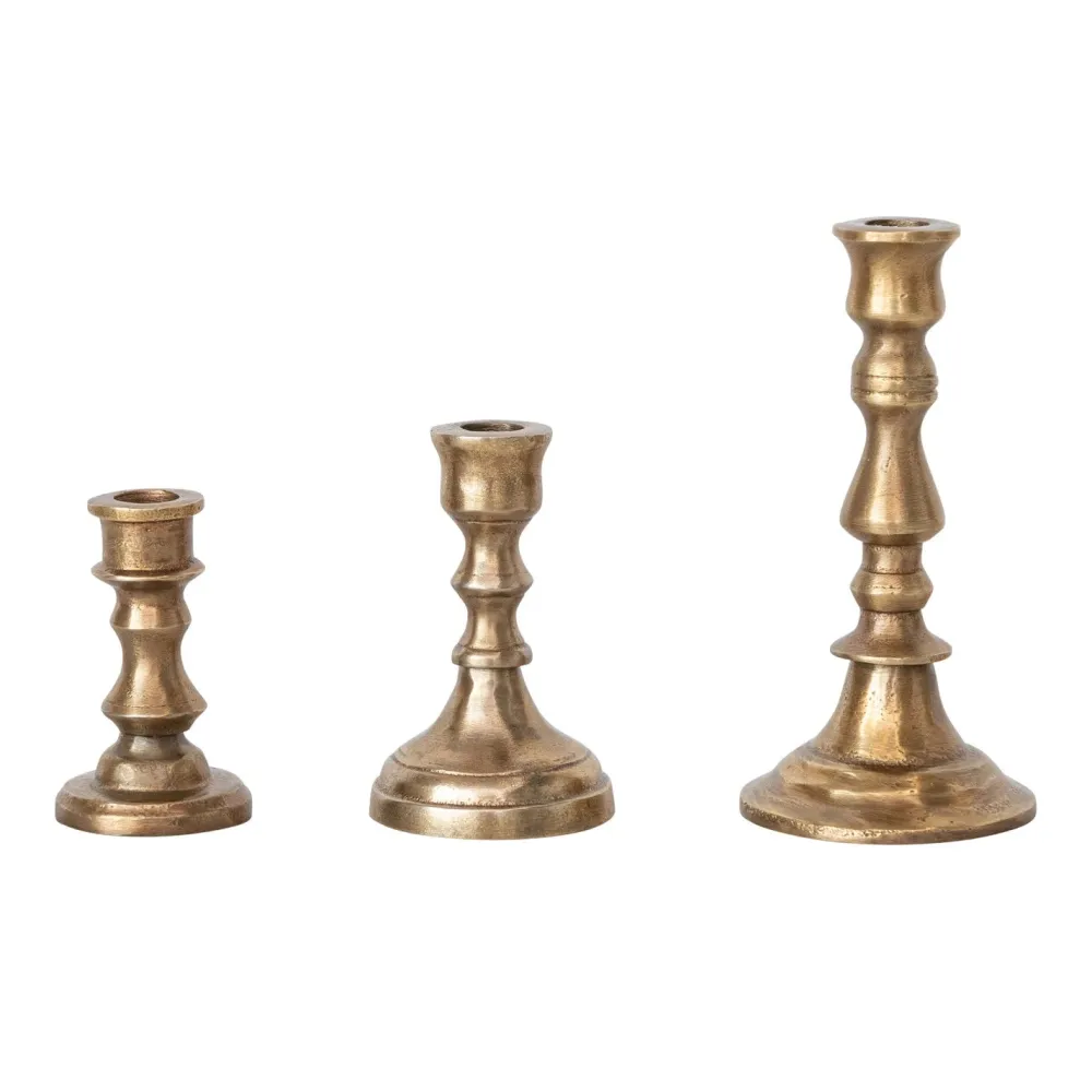 Creative Coop Gold Taper Holder, Medium