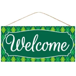 Craig Bachman Green Argyle Welcome Sign