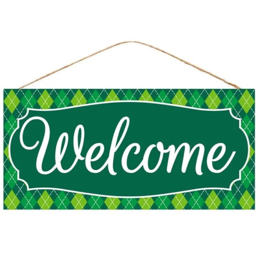 Craig Bachman Green Argyle Welcome Sign