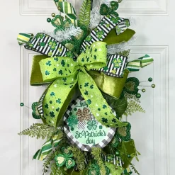 D. Stevens Green Glitter Shamrock on Green Ribbon, 2.5“ x 10YD