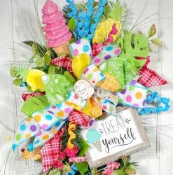 Liberty Floral Green Glitter Split Philo Leaves