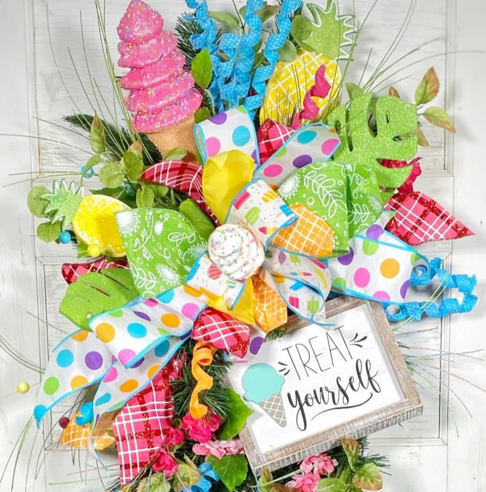 Liberty Floral Green Glitter Split Philo Leaves