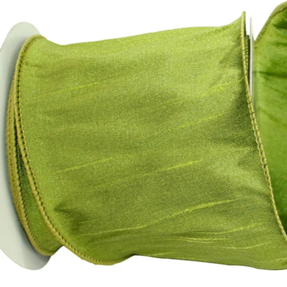 Reliant Ribbon Green Grass Dupioni Supreme Ribbon, 4" X 10YD
